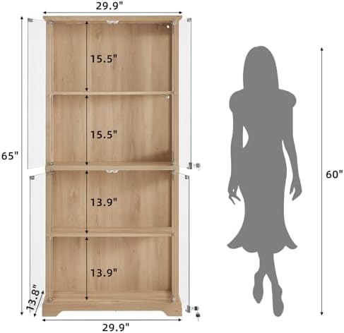 LELELINKY Farmhouse Glass Display Cabinet - Image 2