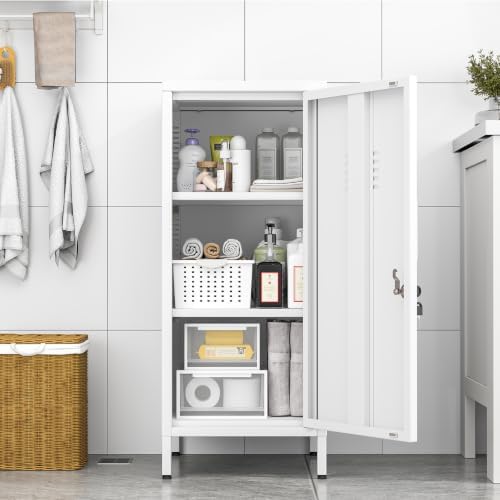 pozdeg 35.43" White Lockable Small Metal Storage Locker - Image 7