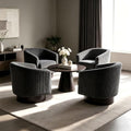 Pia Ricco Set of 4 Corduroy 360° Swivel Barrel Accent Chair Gray by PiaRicco