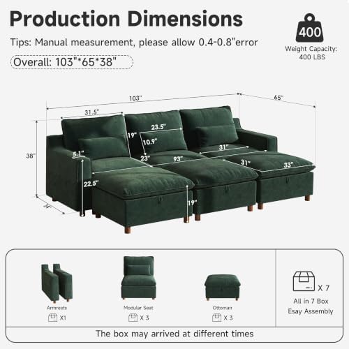 Ihanherry 103" Modular Sectional Sofa - Image 2