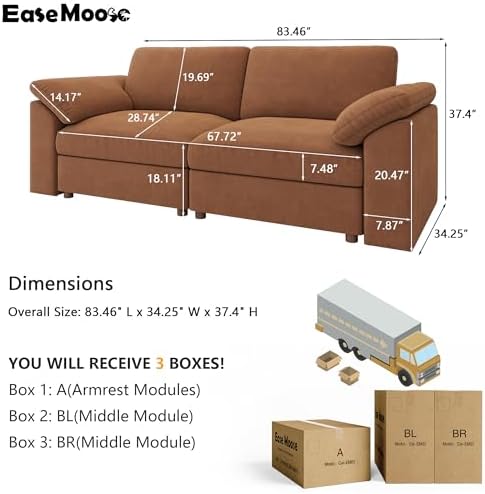 EASE MOOSE Modern Loveseat Sofa - Image 2