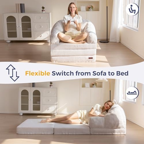 MAXYOYO Folding Sofa Bed with Backrest, Boneless Fold Out Couch with Handle - Image 3
