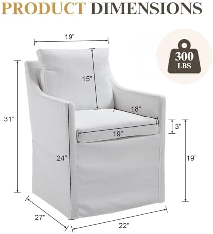 Slipcovered Dining Chairs with Arms - Image 2