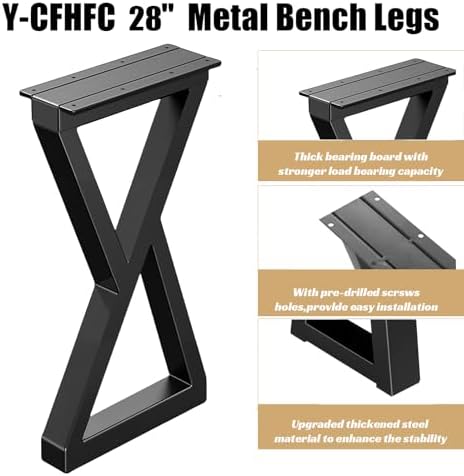 28 Inch Metal Desk/Dining Table Legs, Heavy-Duty Industrial Style Kitchen Table - Image 3