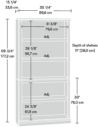 Sauder 5 Tier Book Shelf Wooden Bookcase Multipurpose Bookshelf - Image 3