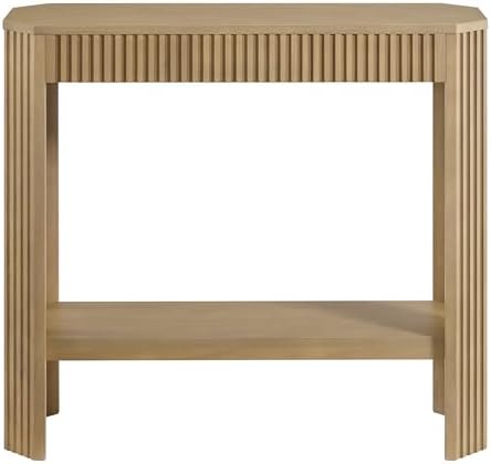 Alaterre Furniture Fluted Solid Wood Console Table, Light Oak, 36”x12”x32” - Image 7