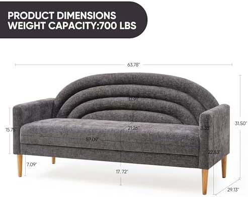 63" Small Loveseat Sofa for Small Spaces, Office Couch - Image 2