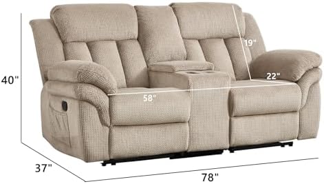 CANMOV Recliner Sofa Set, Manual Recliner Loveseat - Image 2