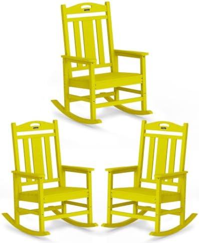 Ciokea Oversized Outdoor Rocking Chairs Set of 3, 380lbs Heavy-Duty Large Patio by CIOKEA