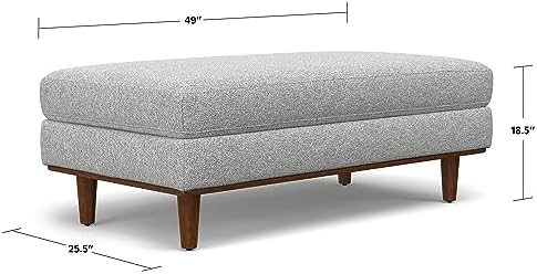 SIMPLIHOME Morrison 49" Wide Woven-Blend Fabric Rectangle Ottoman in Grey - Image 3