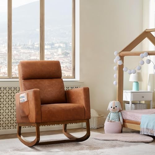 Yaheetech 28in Wide Padded High Back Glider Rocking Chair - Image 4
