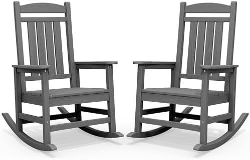 SERWALL Outdoor Rocking Chair Set of 2, Oversized Patio Rocking Chair by SERWALL