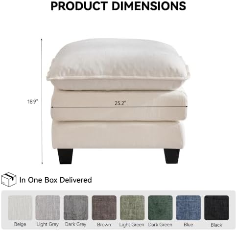 25'' Cloud Ottoman for Couch, Deep Seat Ottomans for Sofa, Modern Removable - Image 2