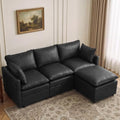 80" Black Faux Leather Storage 3 Seater Sofa by Abbrevi