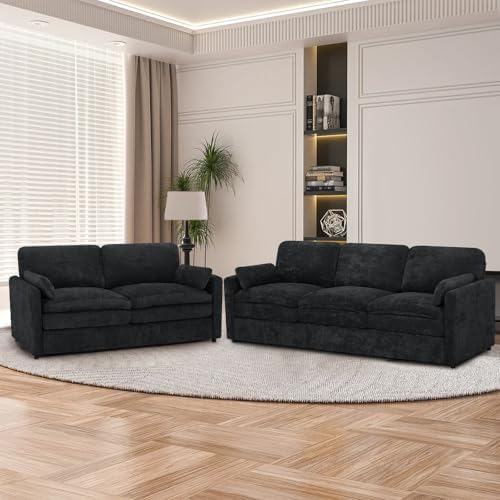 Chenille 2-Seater & 3-Seater Sofa Set w/Two Arm Pillows - Image 5