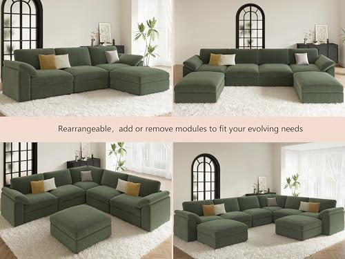 EASE MOOSE Green Sectional Modular Sofa, Oversized v Shape Sectional Couch - Image 7