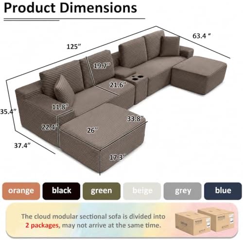 ivoros 125 Inch Modular Sectional Sofa Couch, Oversized Modern Cloud Couch - Image 2