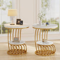 Tribesigns Gold Round End Table: 2 Tiers Side Table Set of 2 by Tribesigns