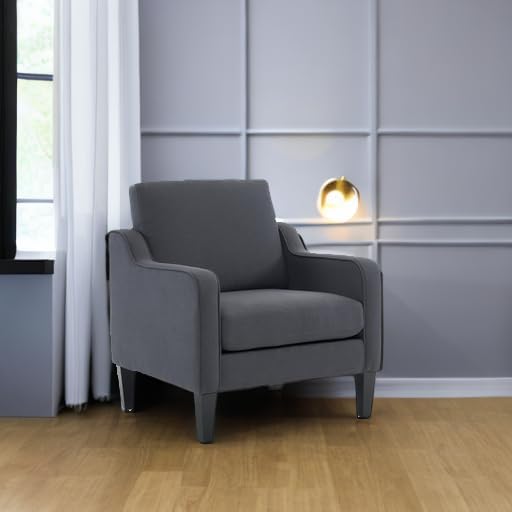 VINGLI Accent Chair, Linen Fabric Dark Grey Armchair - Image 2