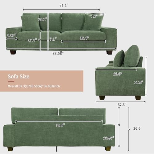 DOPEDIO 88.58" Chenille Loveseat Sofa, Modern Couch - Image 2