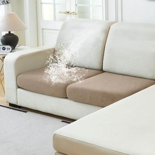 NAISI Waterproof Couch Cushion Covers Thick Velvet Fabric Washable Sofa by NAISI
