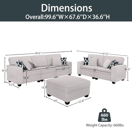 Legend Vansen Oversized Modular Sectional Sofa, U/L‑Shaped Reversible Couch - Image 3