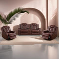 Power Recliner Set with LED Lights, Air Leather Reclining Set with USB by Unknown