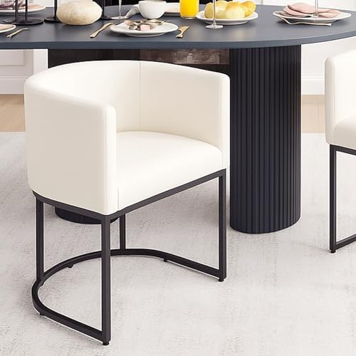 HNY Mid Century Modern Upholstered Barrel Dining Chair by HNY