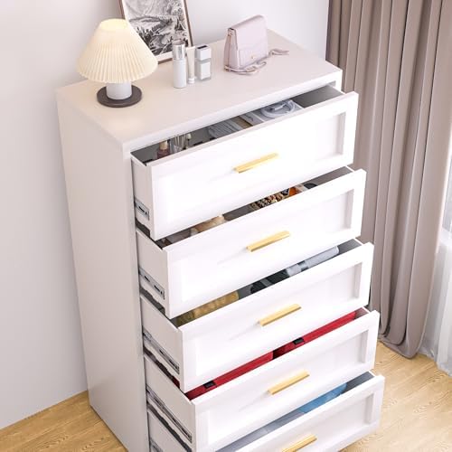 Washsemba Metal 5 Drawer, 15.8" D x 31.5" W x 47.72" H, Home White Dresser - Image 2