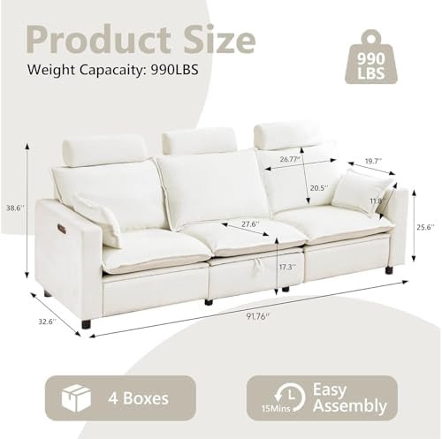 GUEAPY Power Reclining Sofa Cloud Couches - Image 2