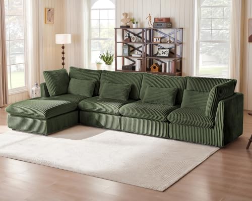 154" Oversize Corduroy Modular Sectional Sofa Couches by CHICHOUSE