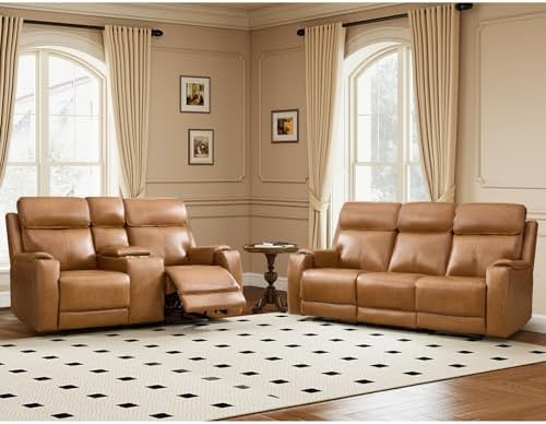 HAOMARKETS 2-Piece Top Grain Leather Electric Reclining Sofa Set by HAOMARKETS