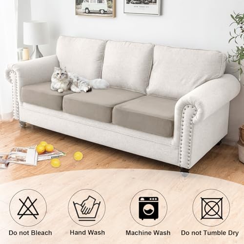 NAISI Waterproof Couch Cushion Covers Thick Velvet Fabric Washable Sofa - Image 5