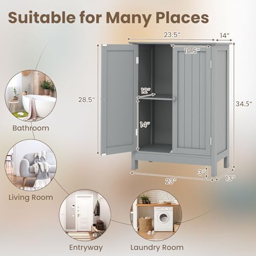 COSTWAY Bathroom Storage Cabinet, Freestanding Bathroom Organizers - Image 3
