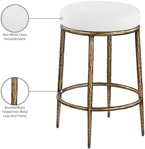 Meridian Furniture Ferro White Linen Textured Performance Fabric Counter Stool - Image 5