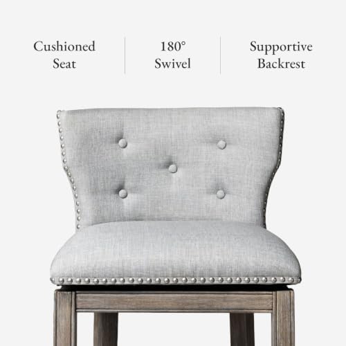 Maven Lane Hugo Bar Stool, Reclaimed Oak Finish, Ash Grey - Image 4