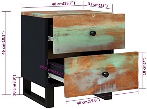 vidaXL Bedside Cabinets 2 pcs 15.7"x13"x18.1" Solid Wood Reclaimed - Image 3