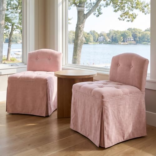Pink Chenille Makeup Vanity Chair - Image 5