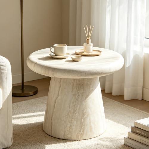 WILLIAMSPACE 21.65" Faux Marble Round Coffee Table - Image 3