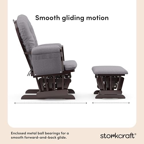 Storkcraft Premium Hoop Glider & Ottoman, Espresso/Gray Swirl - Image 4