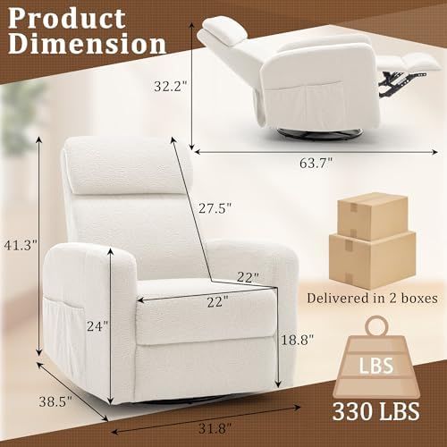 Korser Power Recliner Chair for Adults, Swivel Rocker Recliner - Image 2