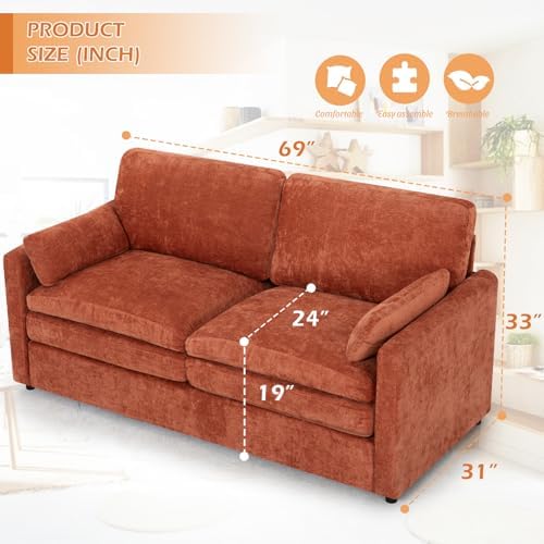 3 Pieces Chenille Sofa Set w/Two Arm Pillows - Image 2