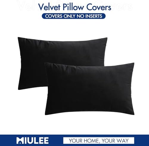 MIULEE 12x20 Inch Lumbar Velvet Throw Pillow Covers Black - Image 6