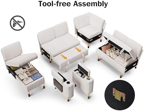 Vipbear 111" Modular Sectional Sleeper Sofa - Image 4