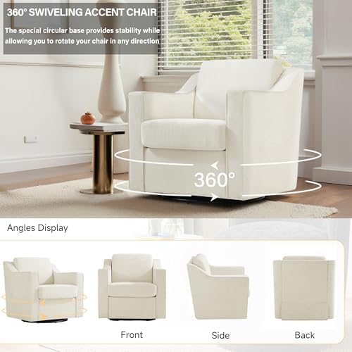 Swivel Accent Chair, Chenille Upholstered Armchair - Image 5