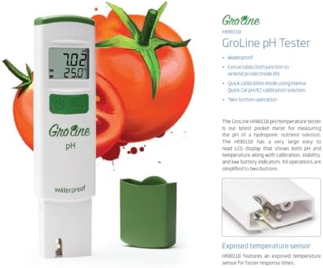 Hanna HI98118 Checker GroLine Waterproof Hydroponic pH Tester - Image 3