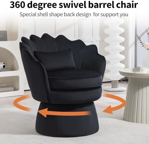 ZJhome 360° Swivel Accent Chair, Mid-Century Modern Velvet Barrel Chair - Image 5