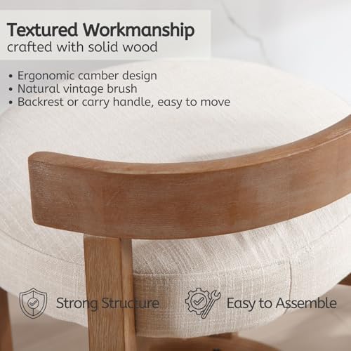 LukeAlon Linen Counter Stools Set of 5, Upholstered 26.5” Seat Height Low - Image 5