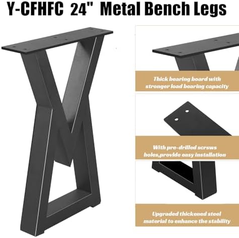 24 Inch Metal Coffee Table Legs, Modern End & Side Table Legs, Heavy Duty Iron - Image 4