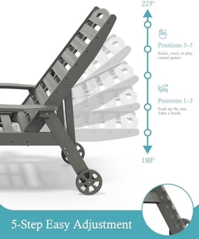 Ciokea Outdoor Chaise Lounge Chair, 5-Position Adjustable - Image 4